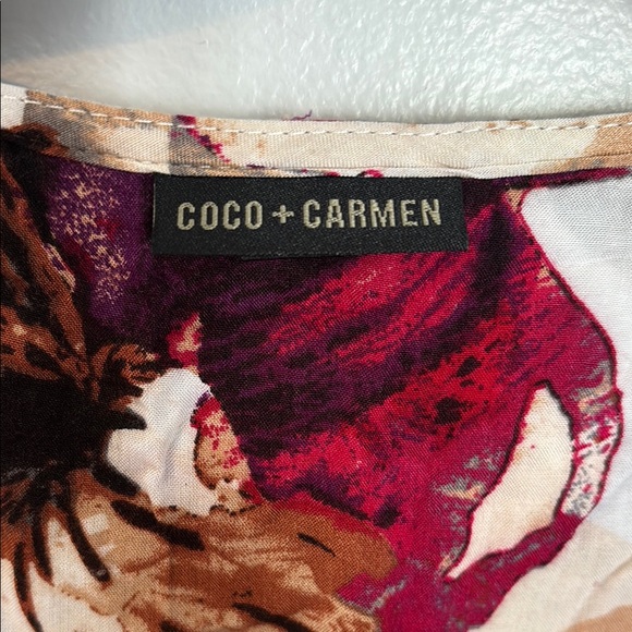 Coco + Carmen Red Brown Sheath Floral Long Sleeve Dress size L/XL - Picture 2 of 8